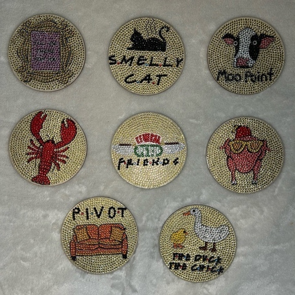 Completed Diamond Art Coasters Friends Set! Set of 8!
